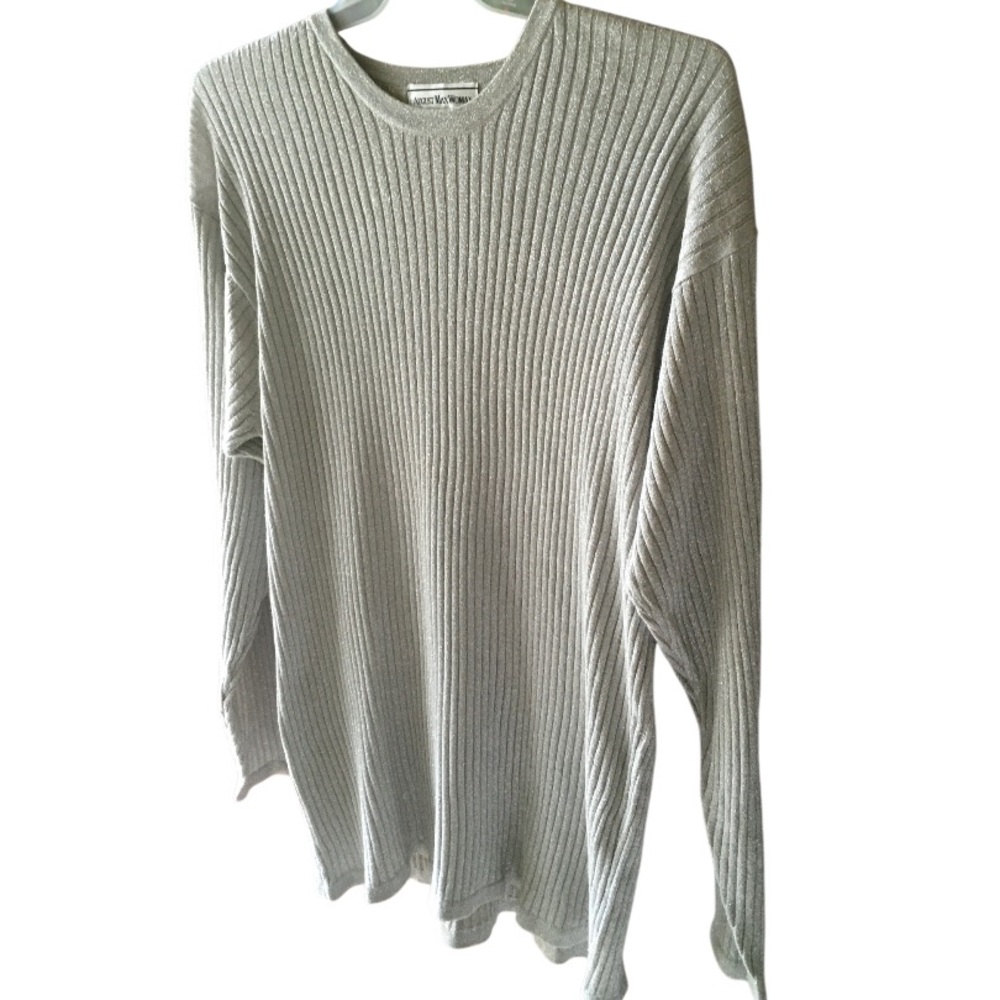 August Max Woman size 2X Light Gray Ribbed Long Sleeve Sweater
